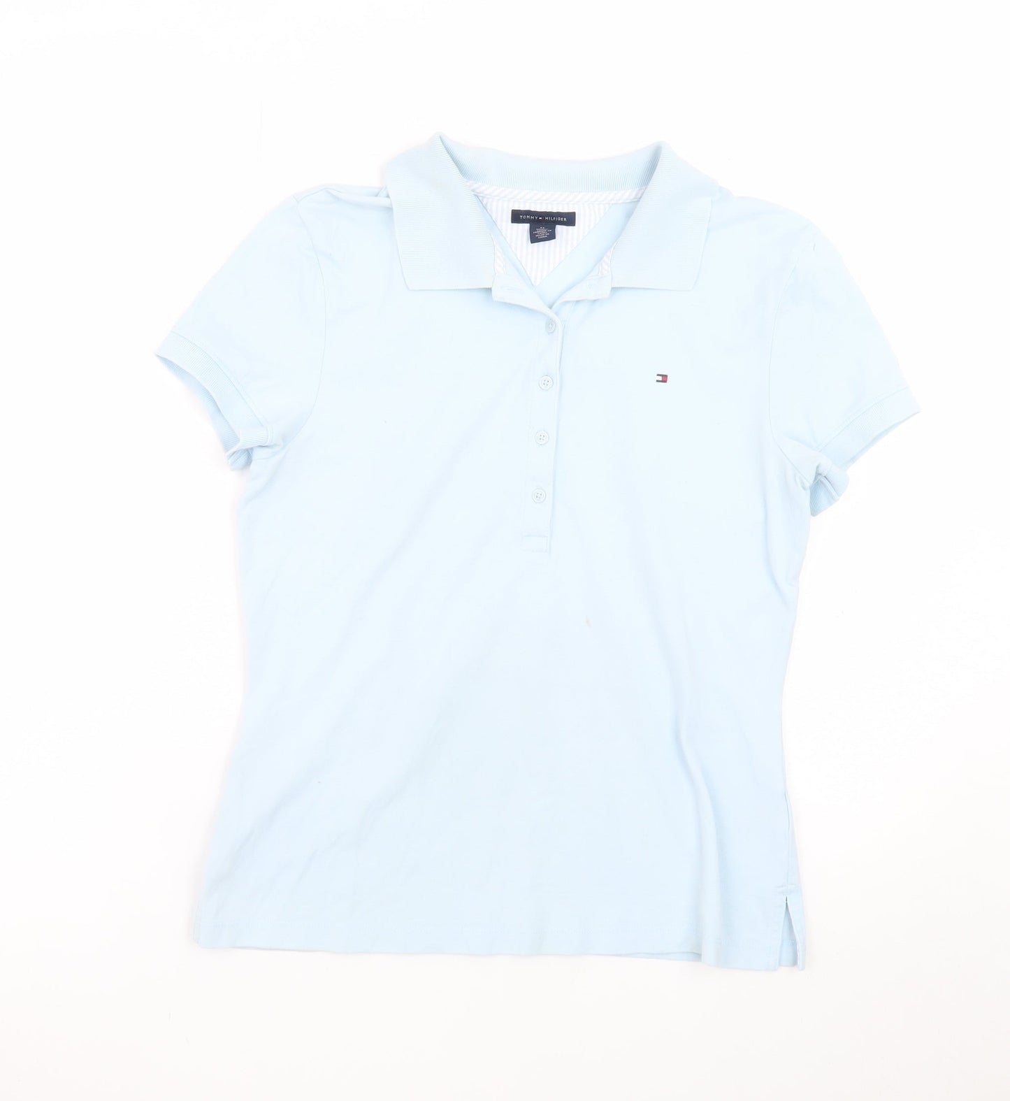 Tommy Hilfiger Women Blue Polo Shirt M Collared Slim Fit
