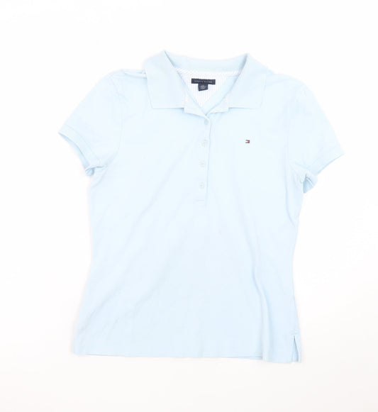 Tommy Hilfiger Women Blue Polo Shirt M Collared Slim Fit