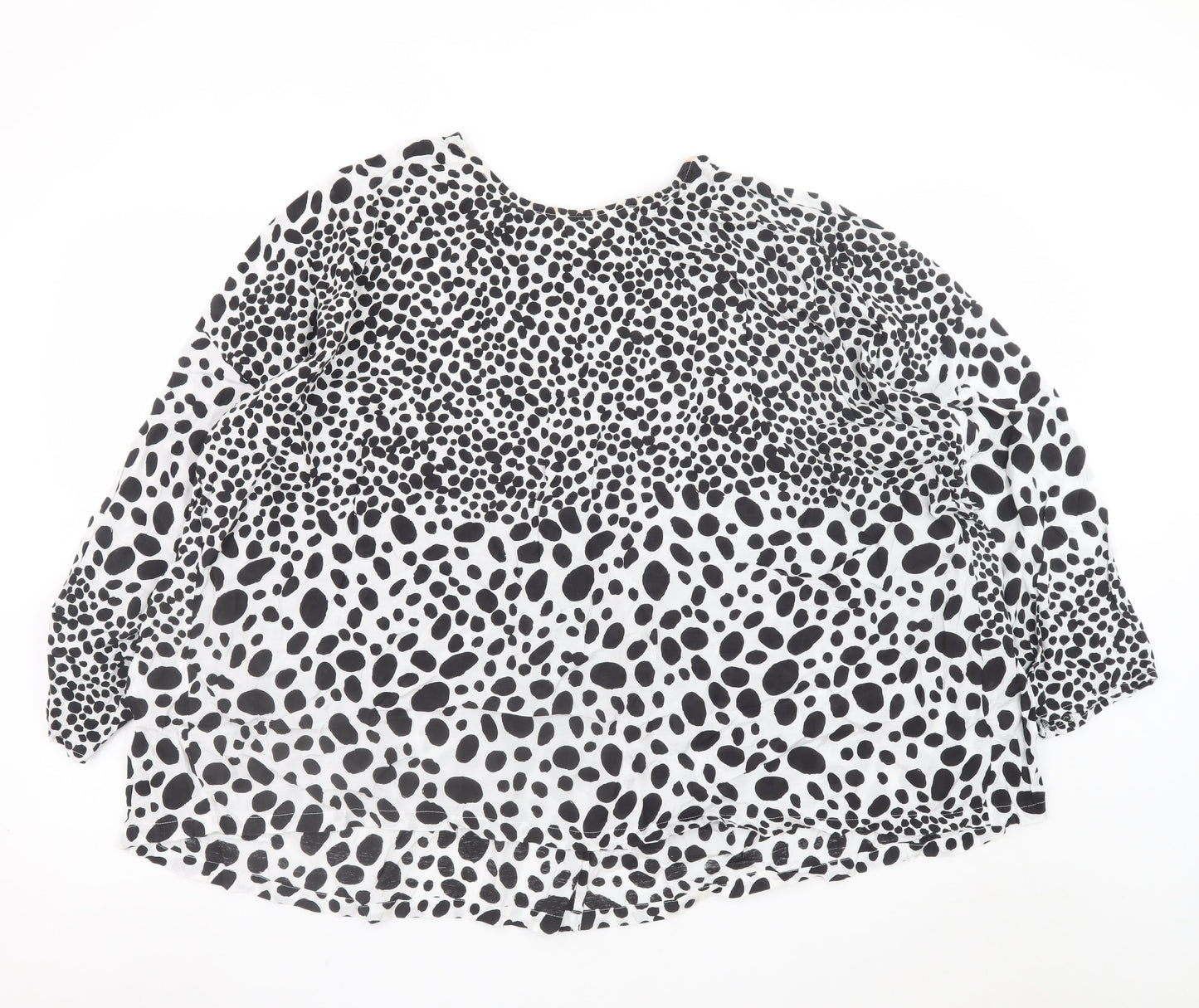 Masai Women Black White Animal Print Viscose Tunic Blouse XL