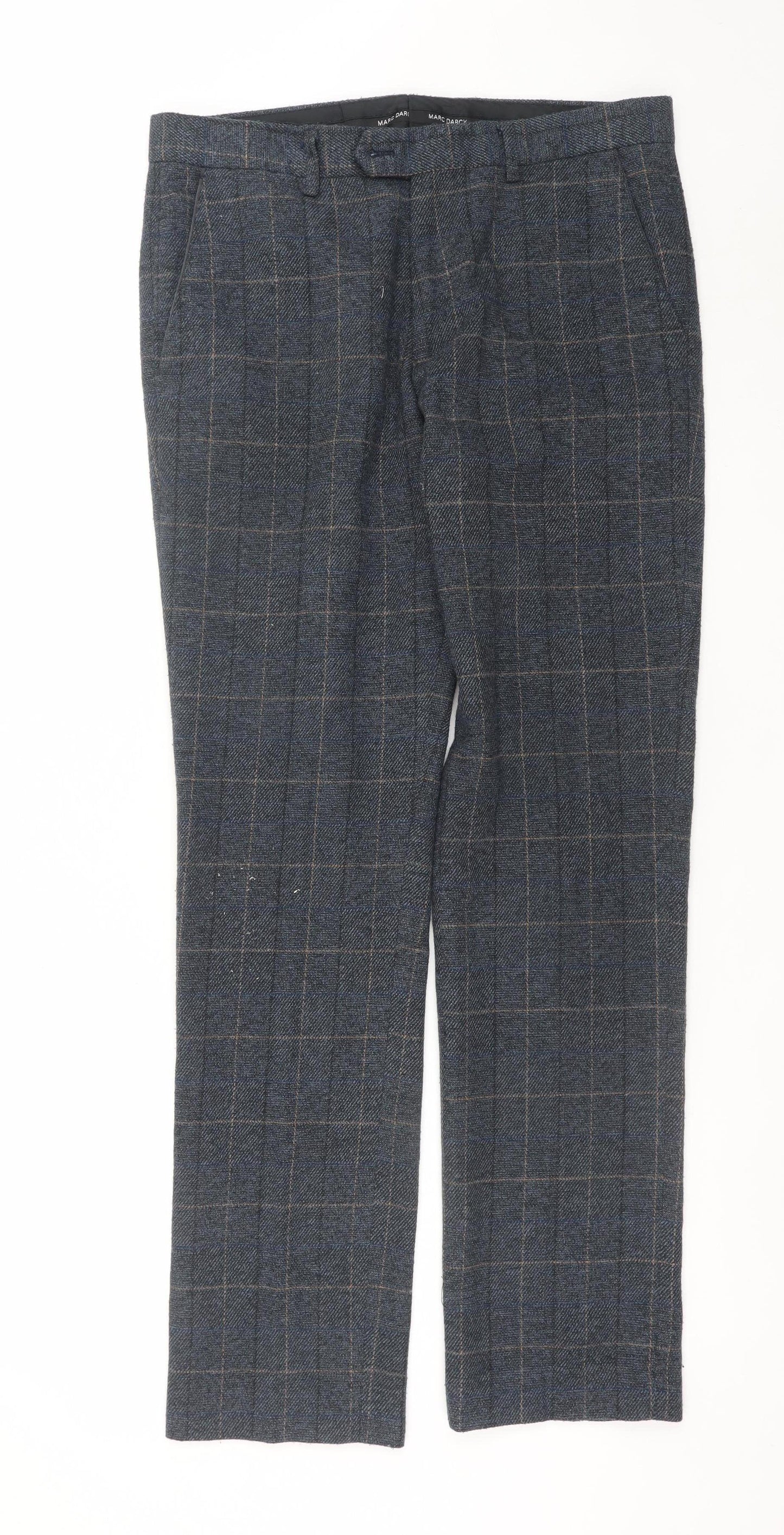 Marc Darcy Men's Blue Checked Dress Pants 32R Regular Fit