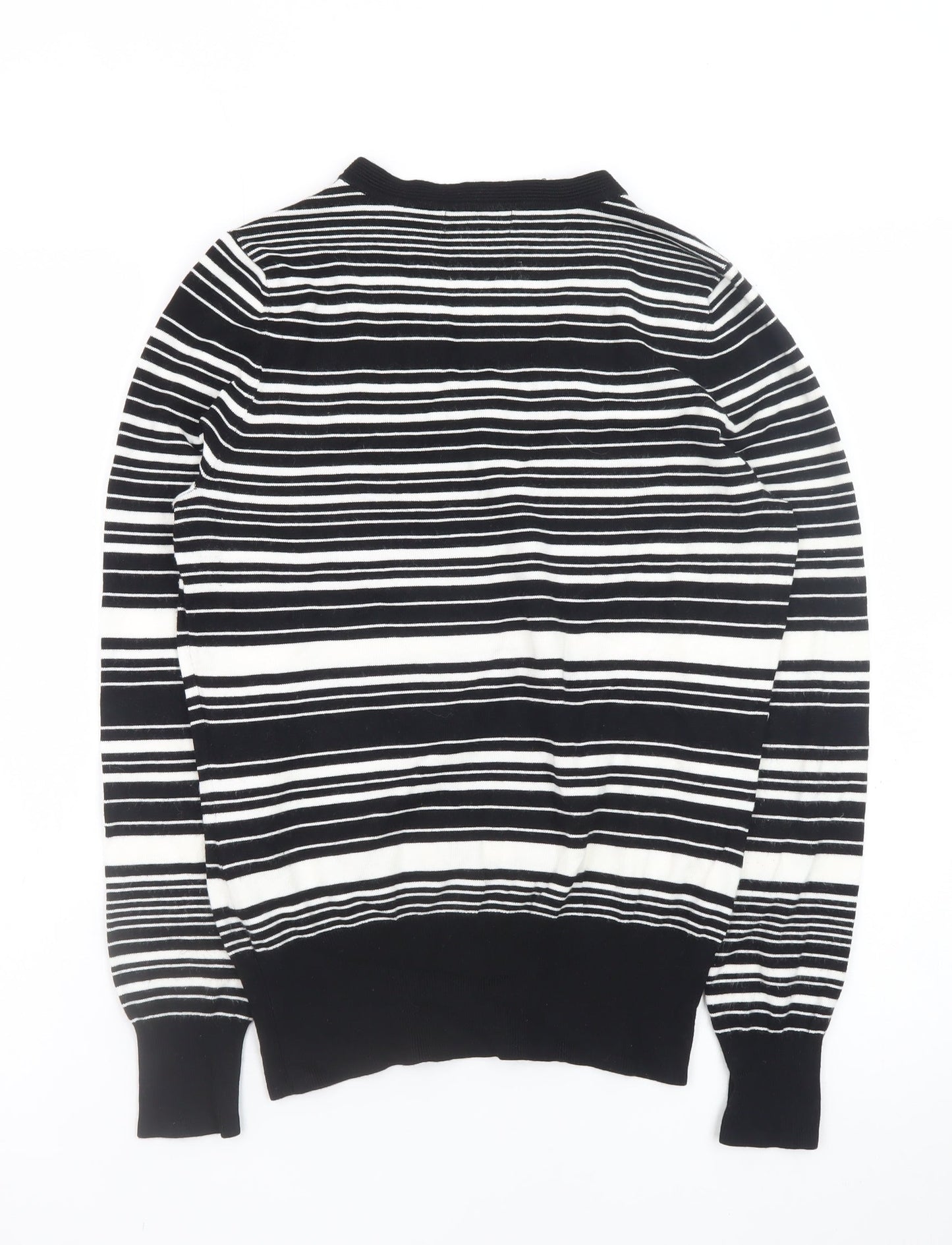 Debenhams Women’s Black Striped V-Neck Knit Jumper Size 14