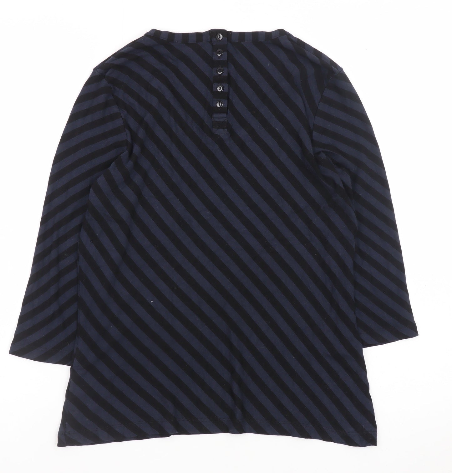 Alex & Co Women Blue Striped Jersey Blouse UK 12 3/4 Sleeve