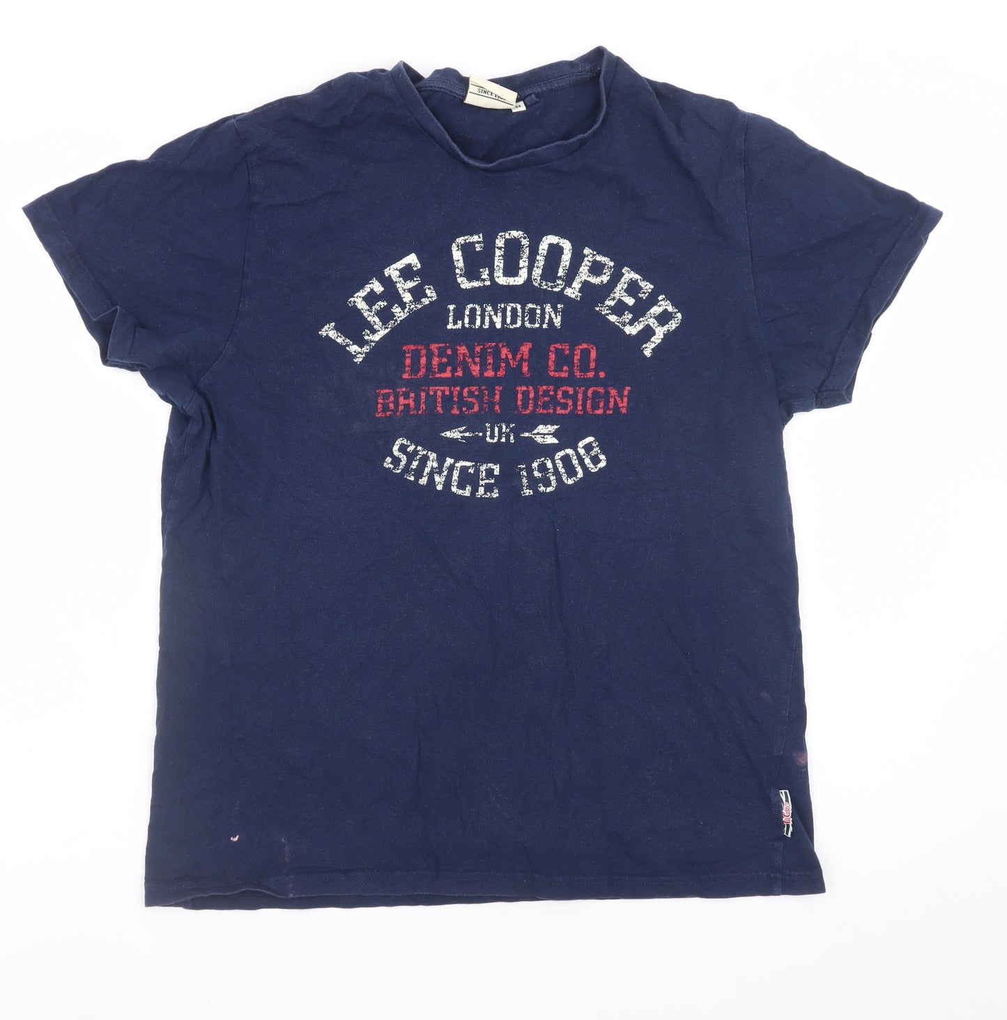Lee Cooper Men's Blue Graphic Print Crew Neck Cotton T-Shirt M