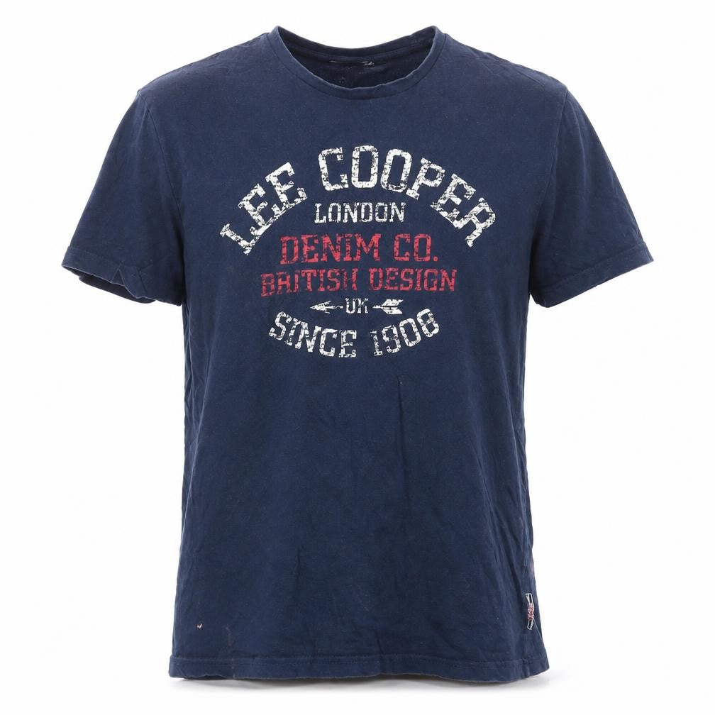 Lee Cooper Men's Blue Graphic Print Crew Neck Cotton T-Shirt M