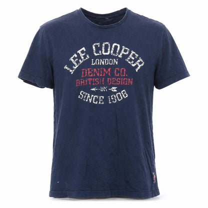 Lee Cooper Men's Blue Graphic Print Crew Neck Cotton T-Shirt M