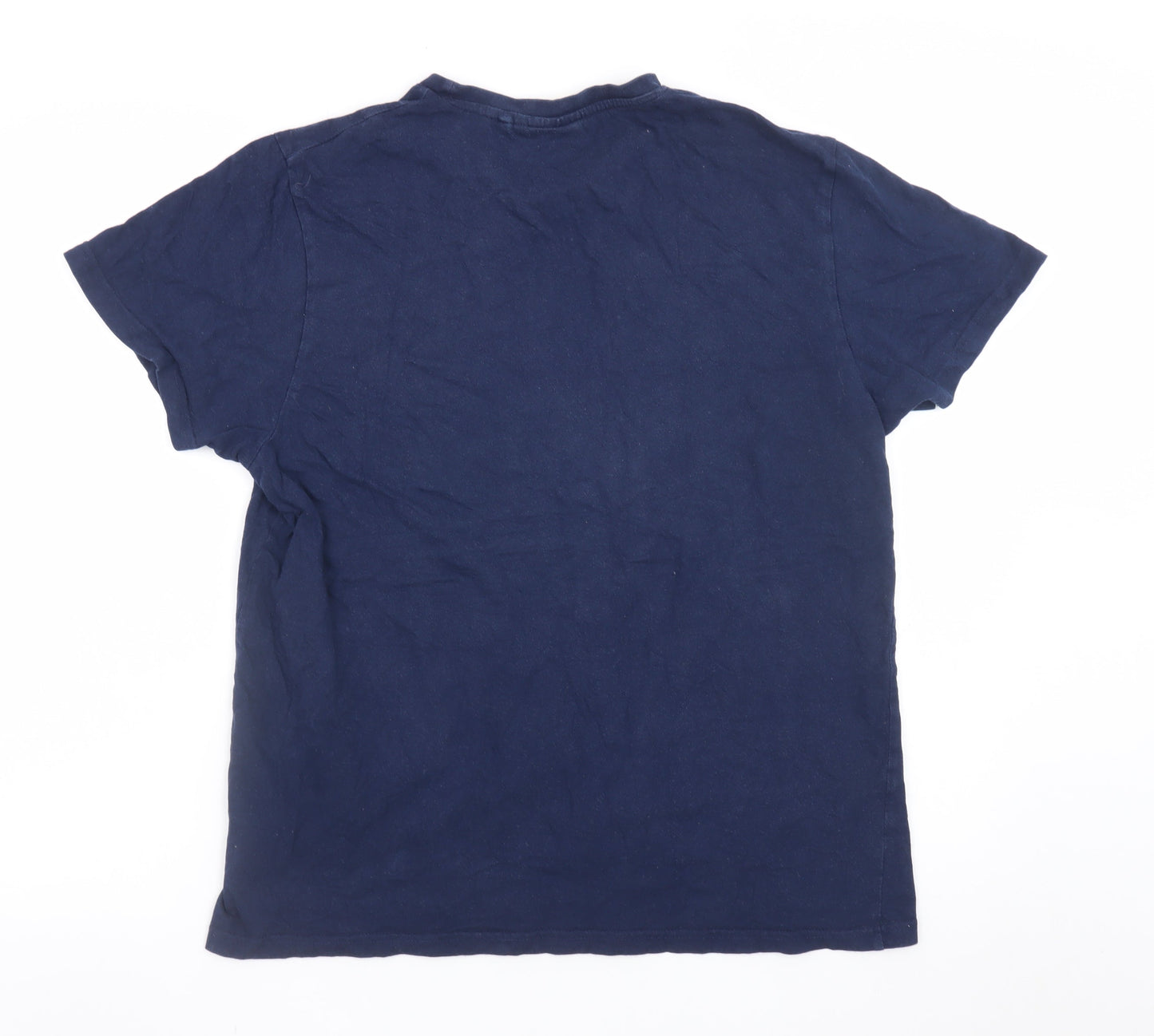 Lee Cooper Men's Blue Graphic Print Crew Neck Cotton T-Shirt M