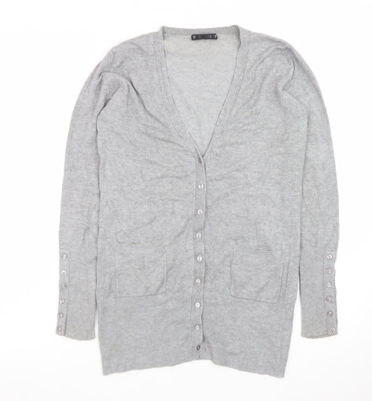 Dunnes Women’s Grey V-Neck Long Sleeve Cardigan Size 12