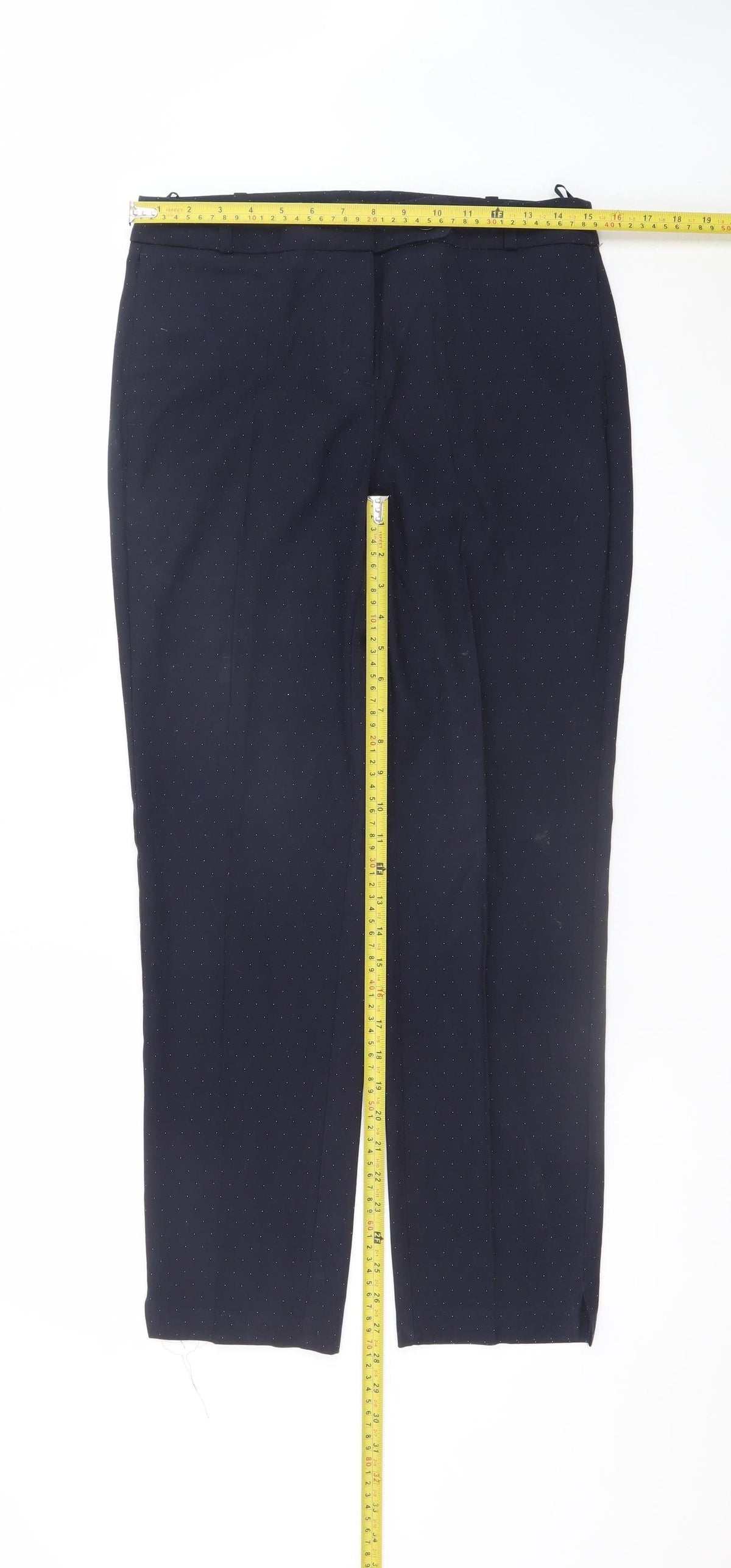 Next Women’s Black Polka Dot Slim Fit Long Length Trousers Size 10L