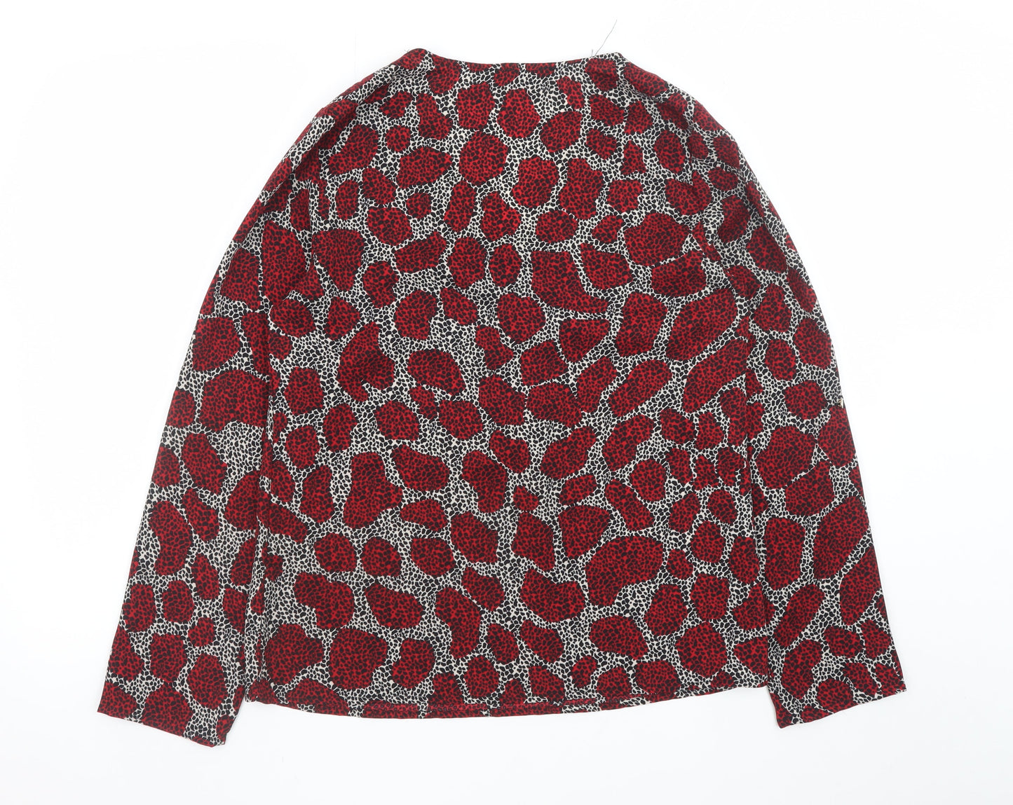 AKOZ De Toi Women’s Red Animal Print V-Neck Tunic Blouse Size S