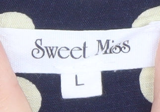 Sweet Miss Women Blue Polka Dot L Skater Dress Sleeveless Retro Style