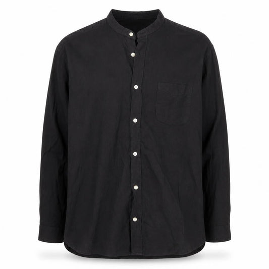 L.O.G.G. Men's Black Cotton Band Collar Button-Up Shirt Size L
