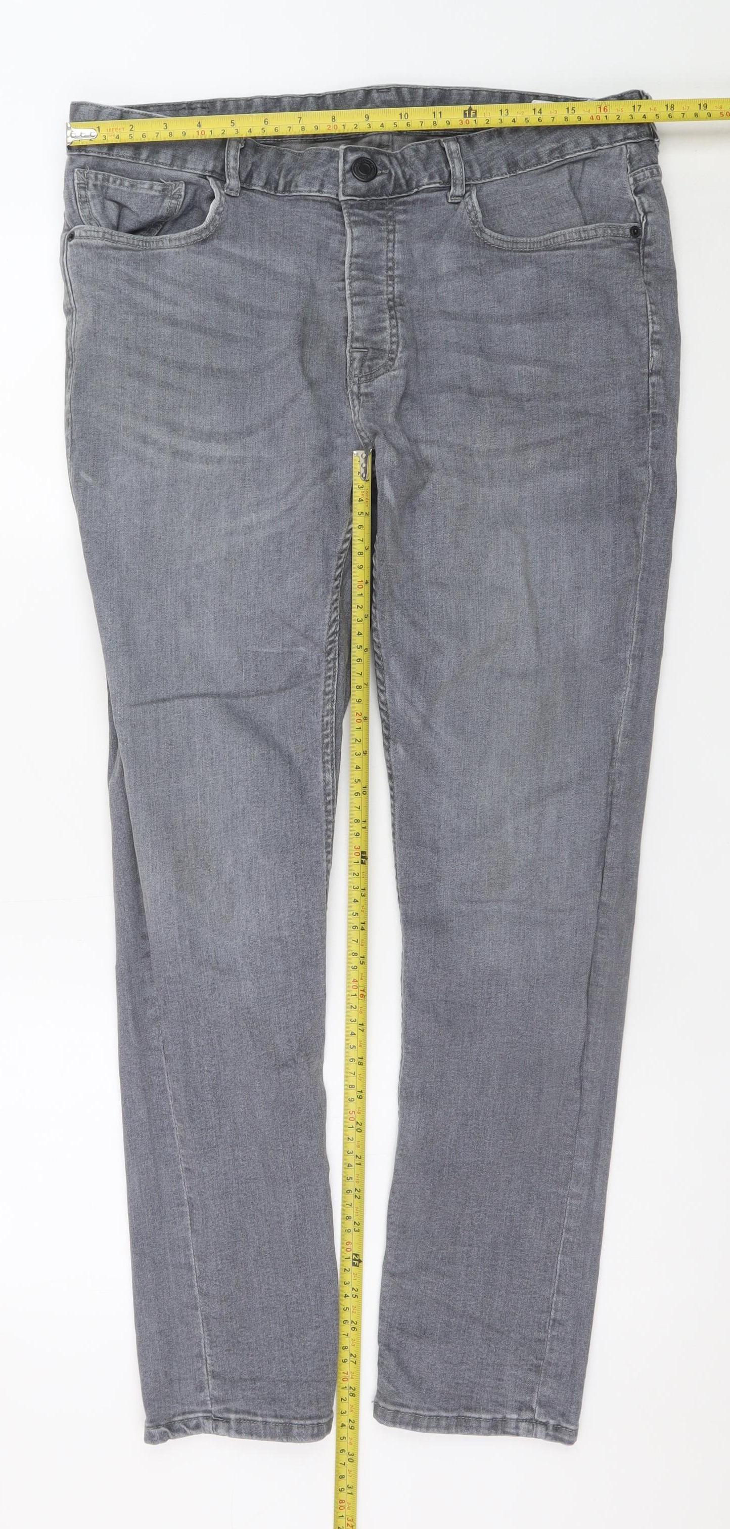 Denim Co Men's Grey Skinny Jeans W34 L32 Slim Fit Denim