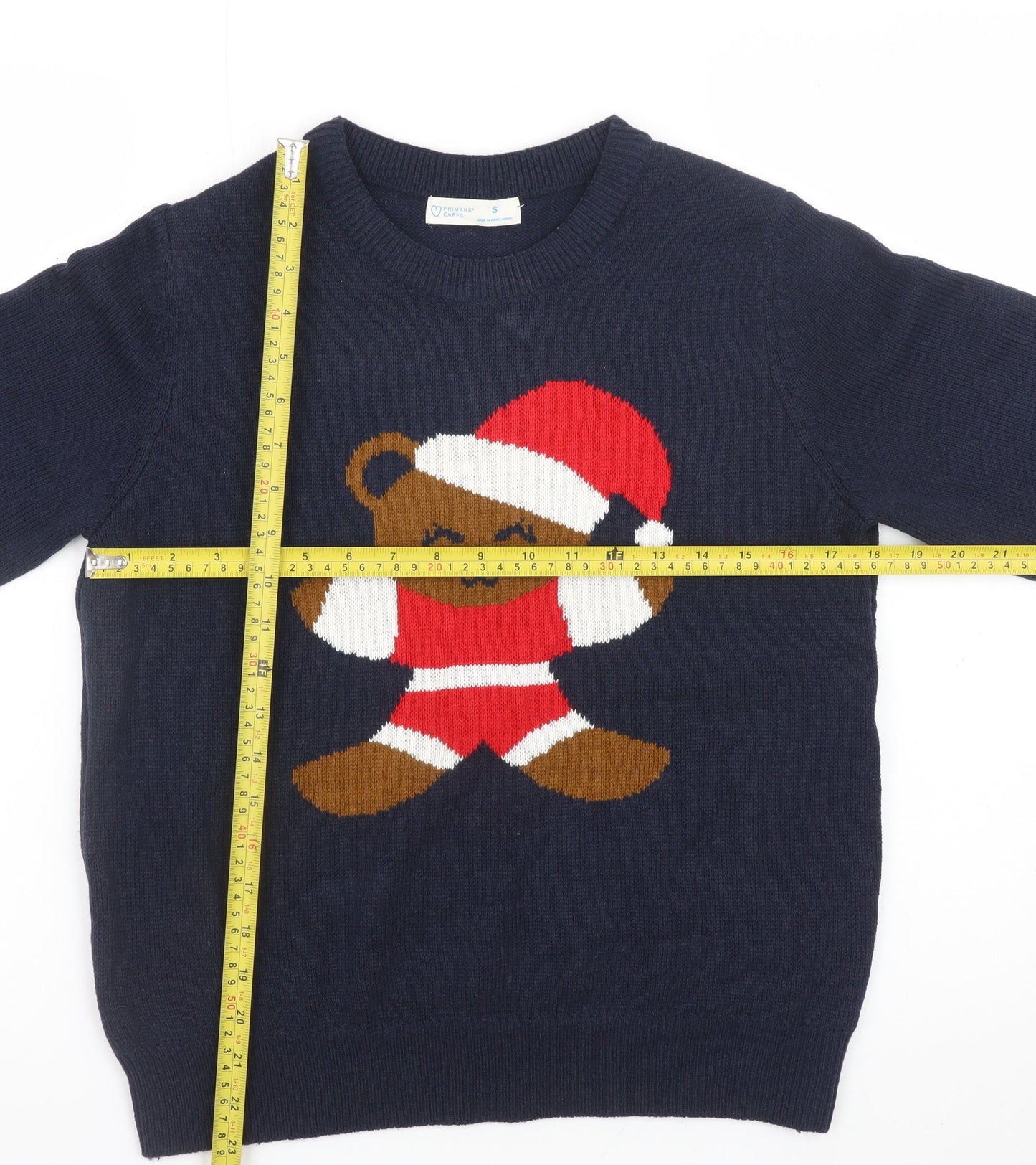 Primark Womens Blue Christmas Bear Knit Jumper Size S