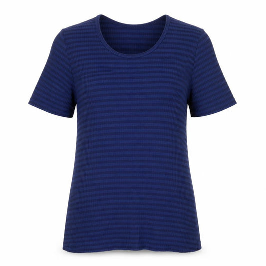 ONLINE Women's Blue Striped Cotton T-Shirt Size 14