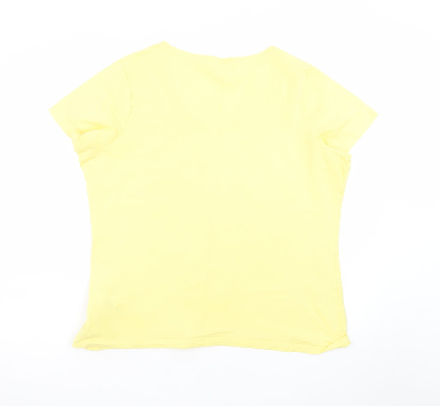 Dunnes Stores Women's Yellow V-Neck Cotton T-Shirt XL