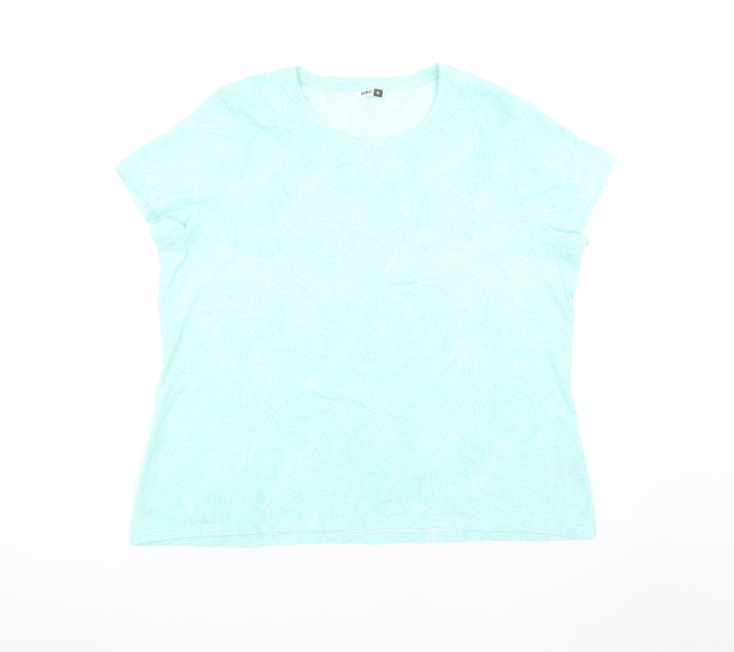 Pep & Co Women’s Green Floral Print XL Short Sleeve Basic T-Shirt