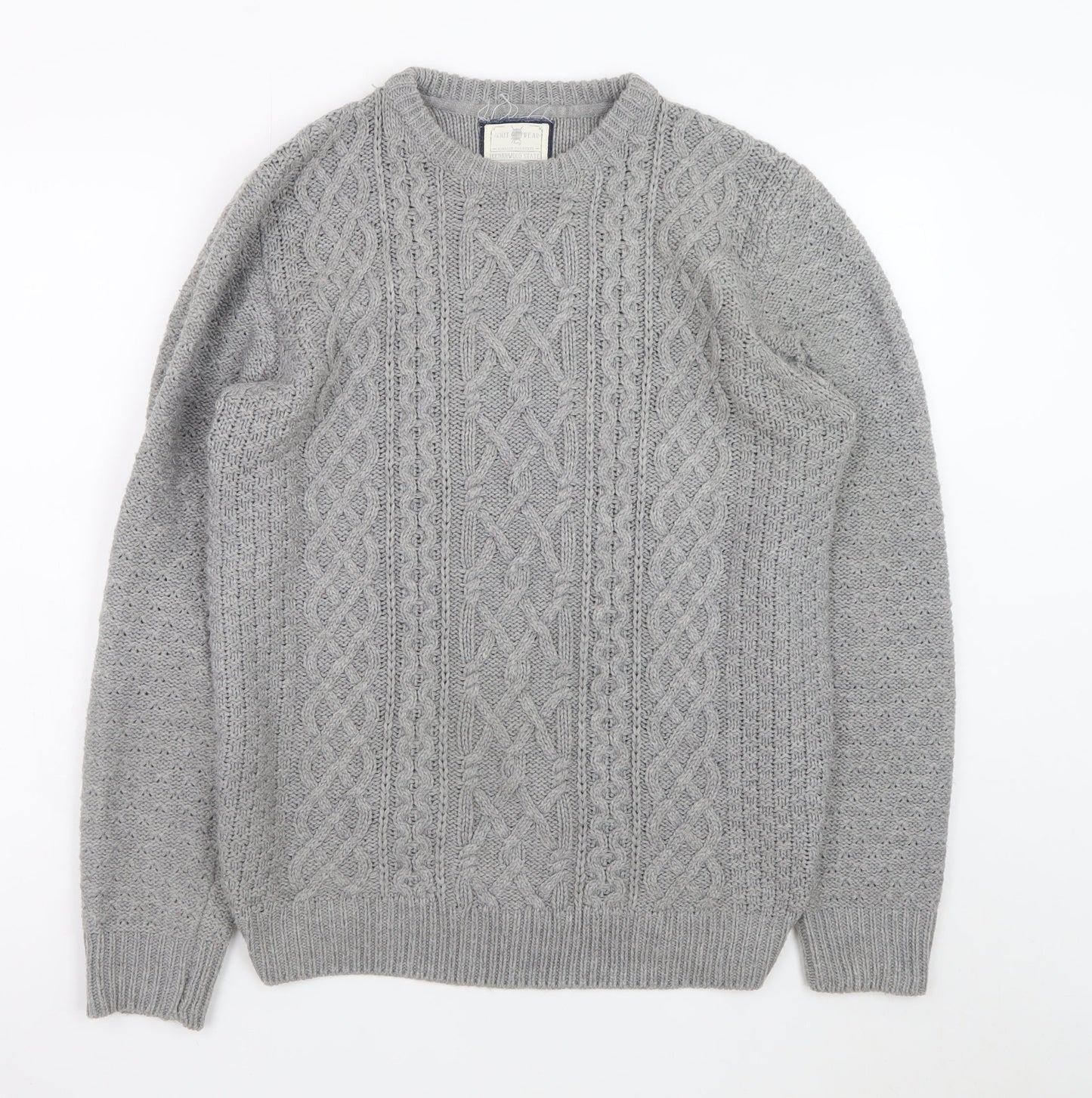 Cedarwood State Women's Grey Cable-Knit Acrylic Jumper Size S