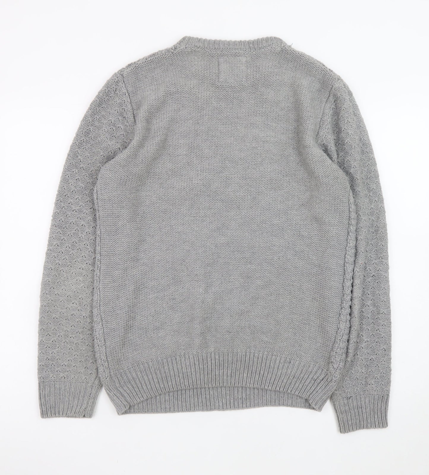 Cedarwood State Women's Grey Cable-Knit Acrylic Jumper Size S