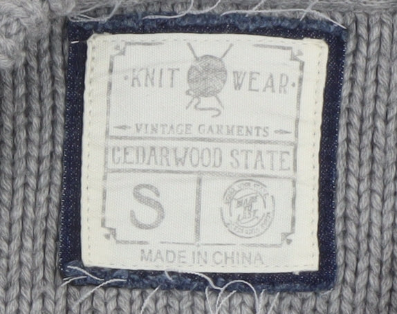 Cedarwood State Women's Grey Cable-Knit Acrylic Jumper Size S