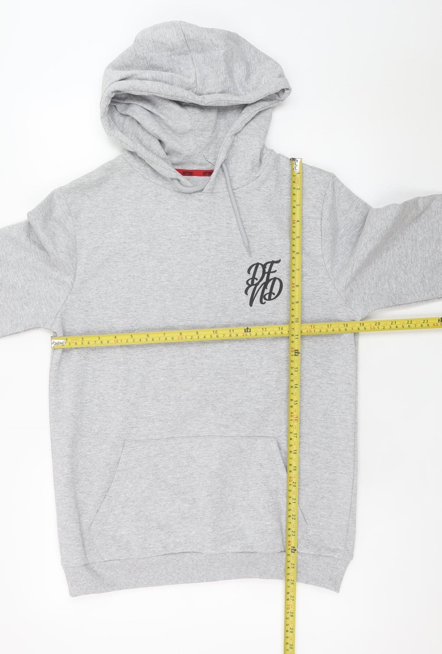 DFND Men’s Grey Pullover Hoodie M Regular Fit Logo Sweatshirt