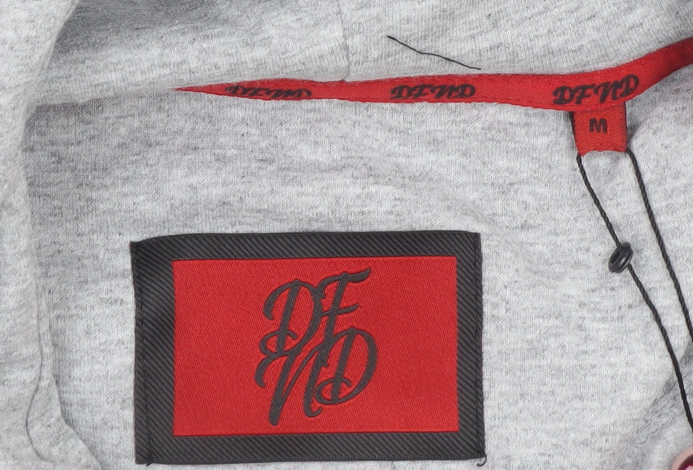 DFND Men’s Grey Pullover Hoodie M Regular Fit Logo Sweatshirt