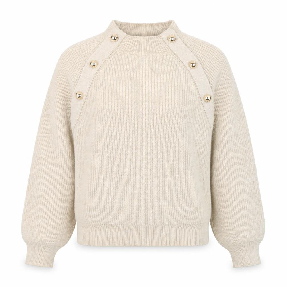 Primark Women’s Beige Mock Neck Button Pullover Jumper XS
