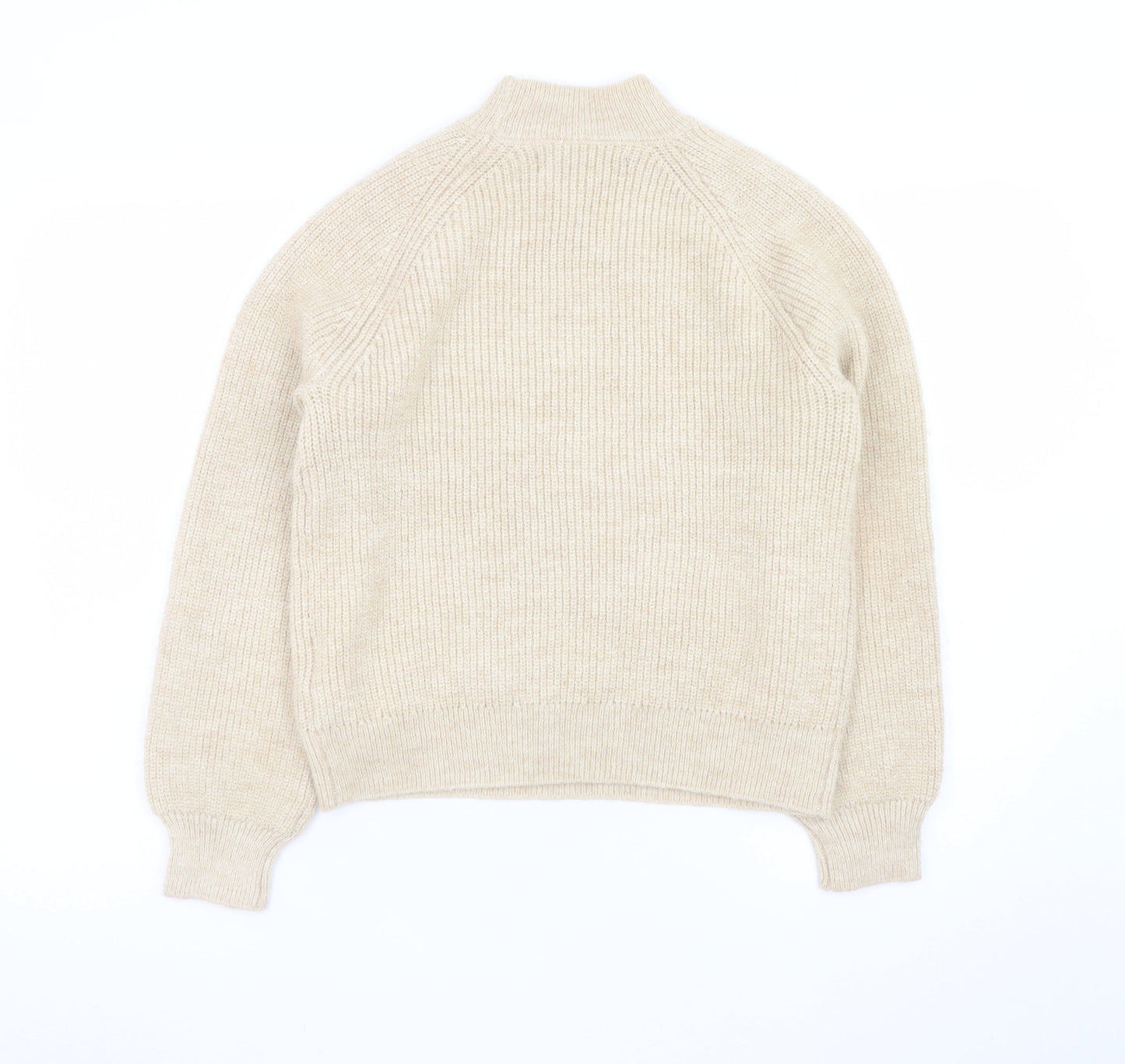 Primark Women’s Beige Mock Neck Button Pullover Jumper XS