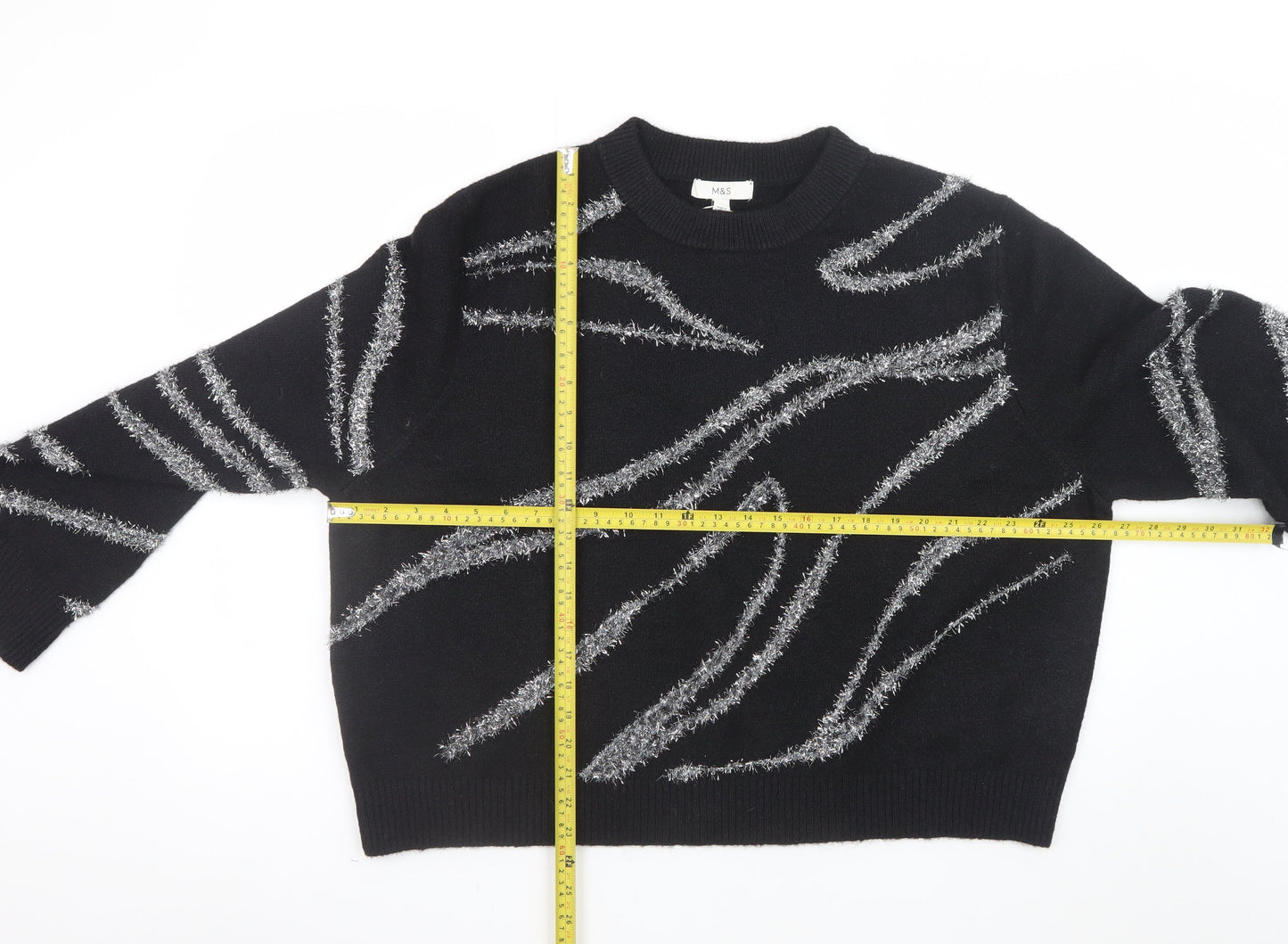 Marks and Spencer Women’s Black Metallic Stripe Knit Jumper XL