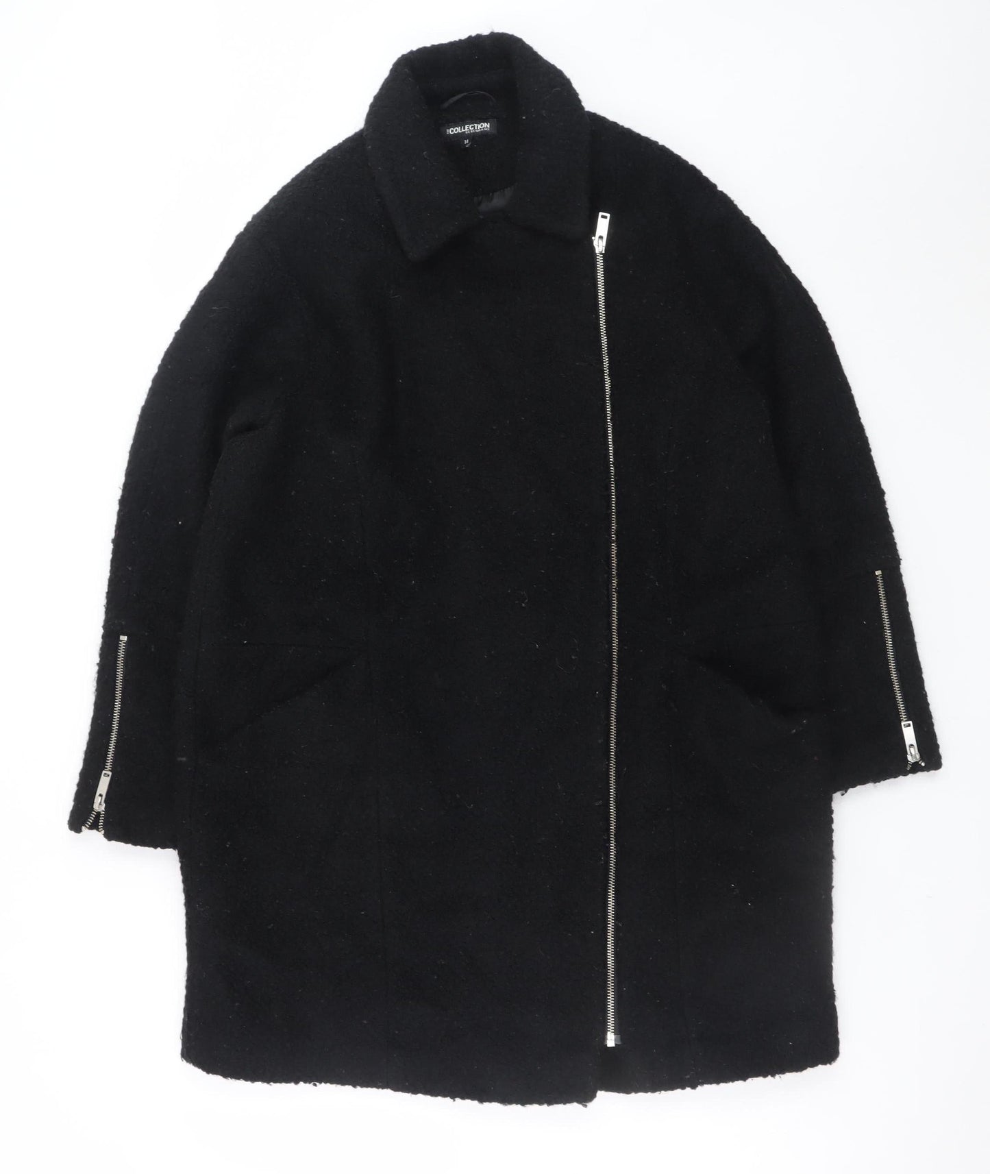 Debenhams The Collection Women's Black Size 14 Wool Zip Coat
