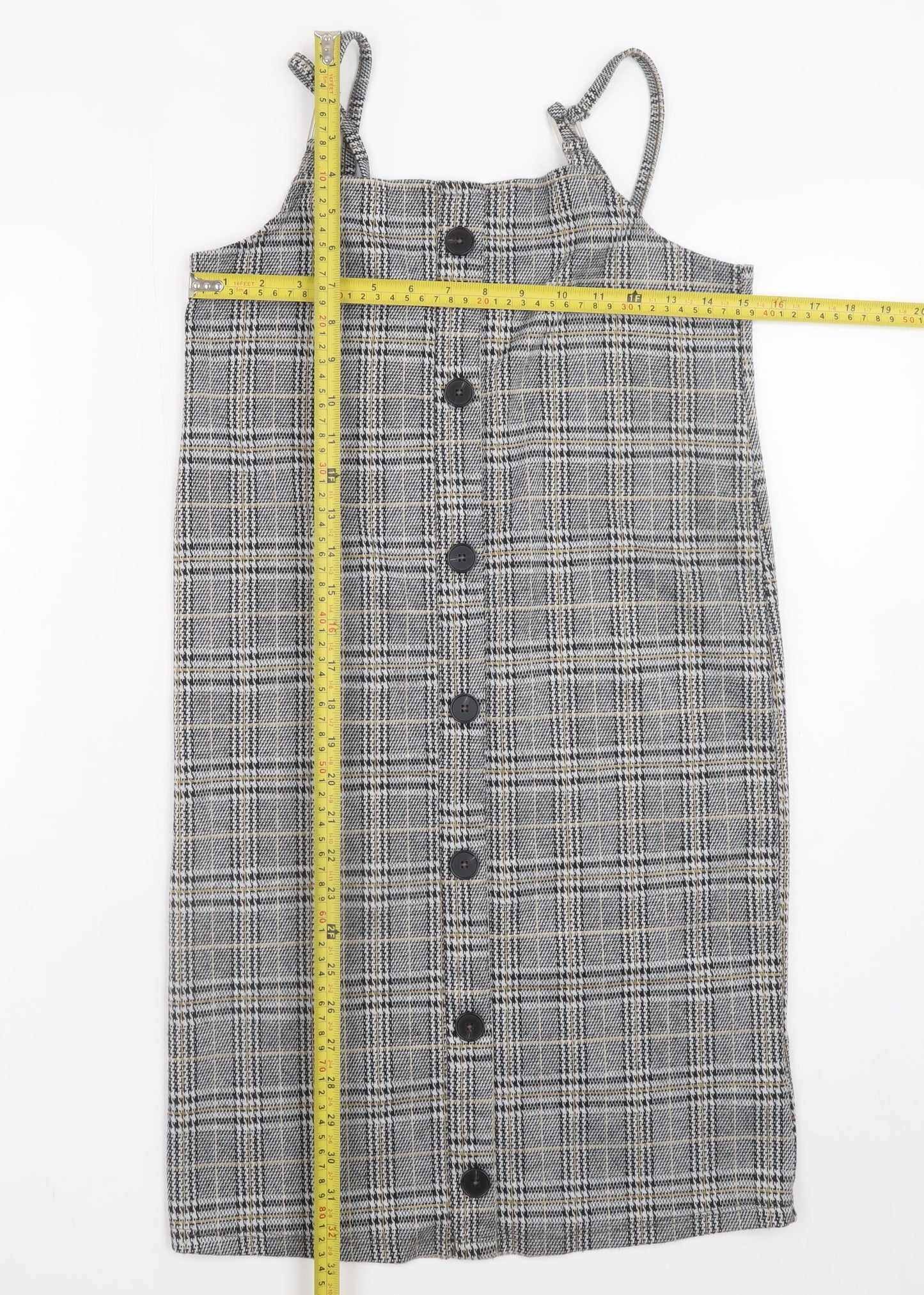 Primark Teens Grey Check Pinafore Dress 12-14 Adjustable Straps