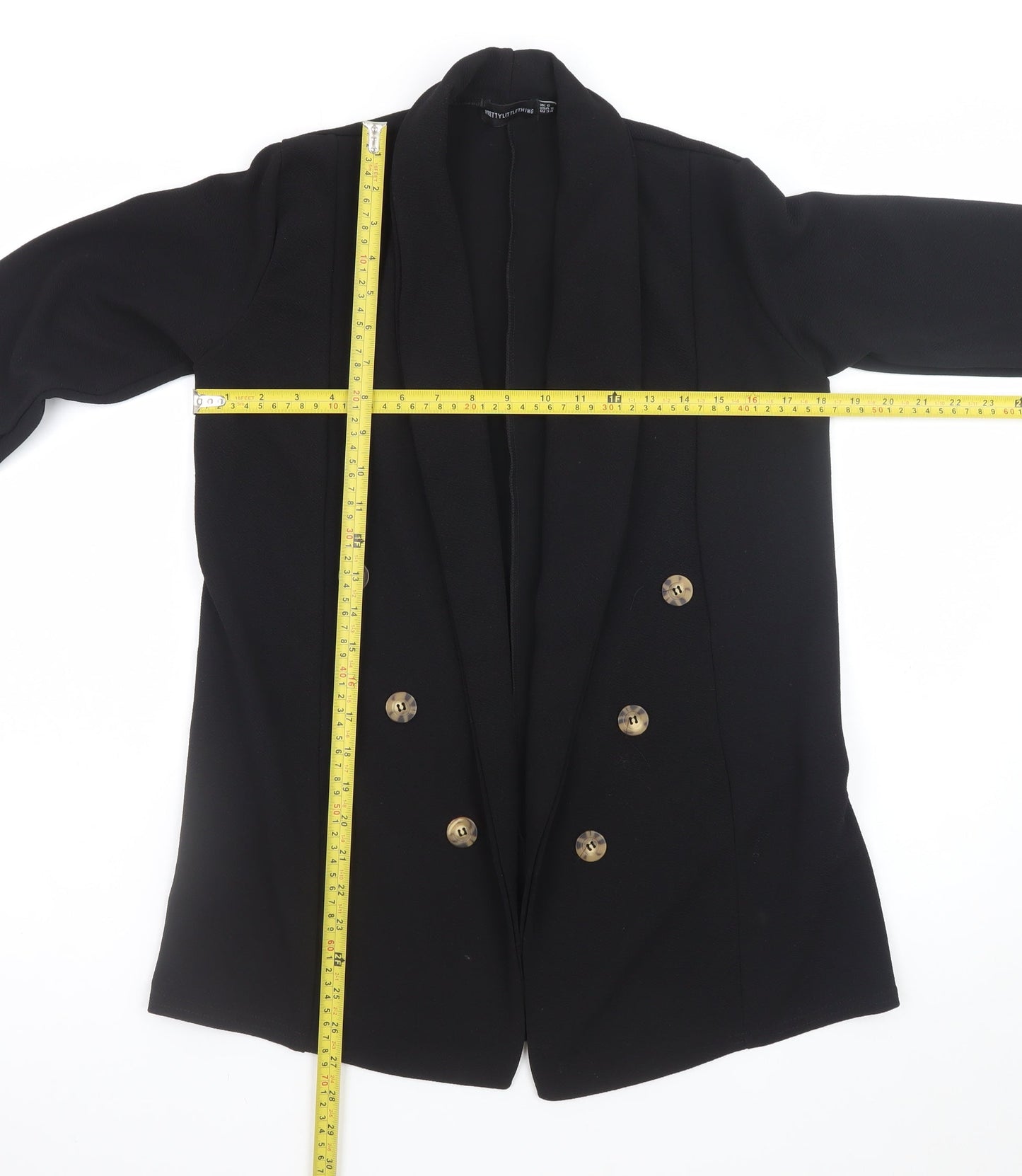 PrettyLittleThing Women’s Black Slim Fit Double Button Blazer UK 6