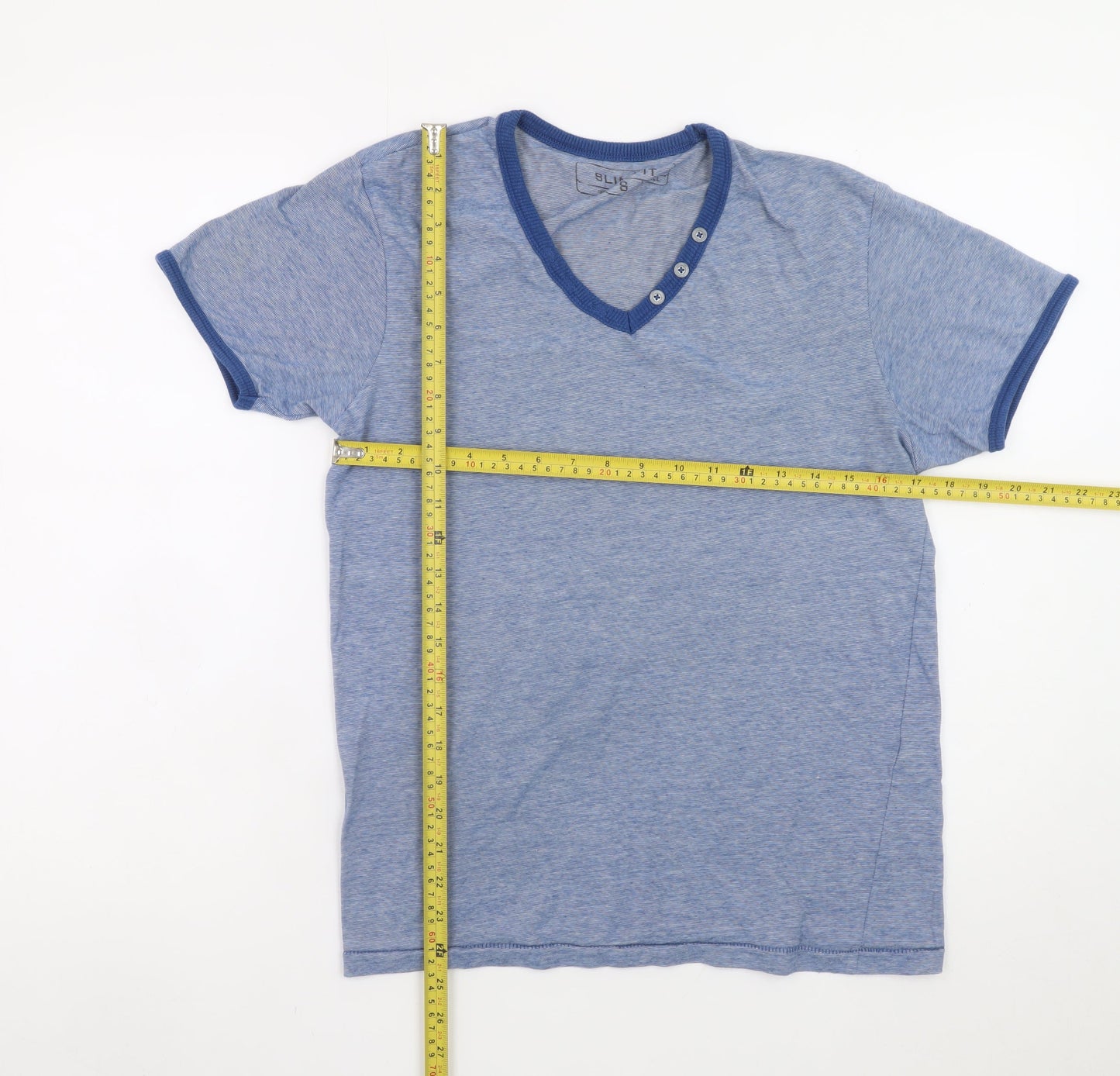 Cedar Wood State Men's Blue V-Neck Short Sleeve T-Shirt Size S