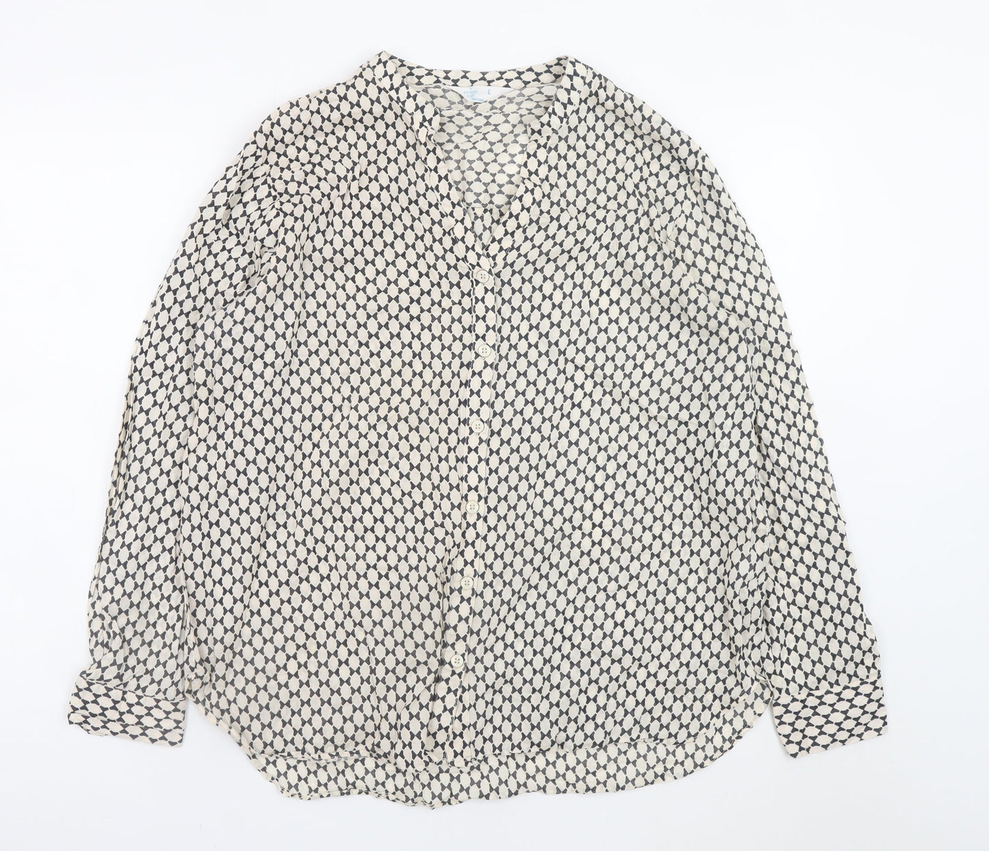 Primark Women Black Geometric Chiffon Blouse Size L