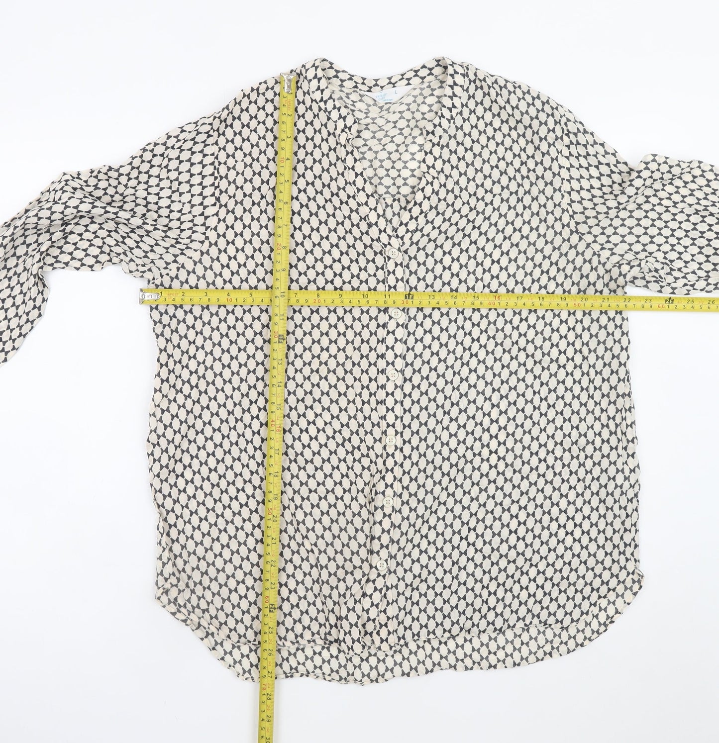 Primark Women Black Geometric Chiffon Blouse Size L