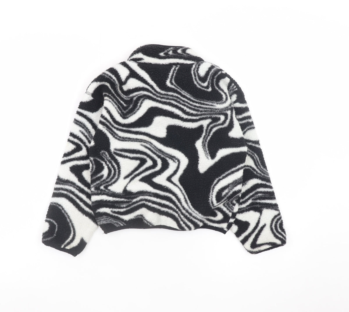 Dunnes Stores Girls Black & White Fleece 1/2 Zip Pullover Sweatshirt 6-7 Years
