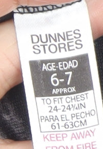Dunnes Stores Girls Black & White Fleece 1/2 Zip Pullover Sweatshirt 6-7 Years