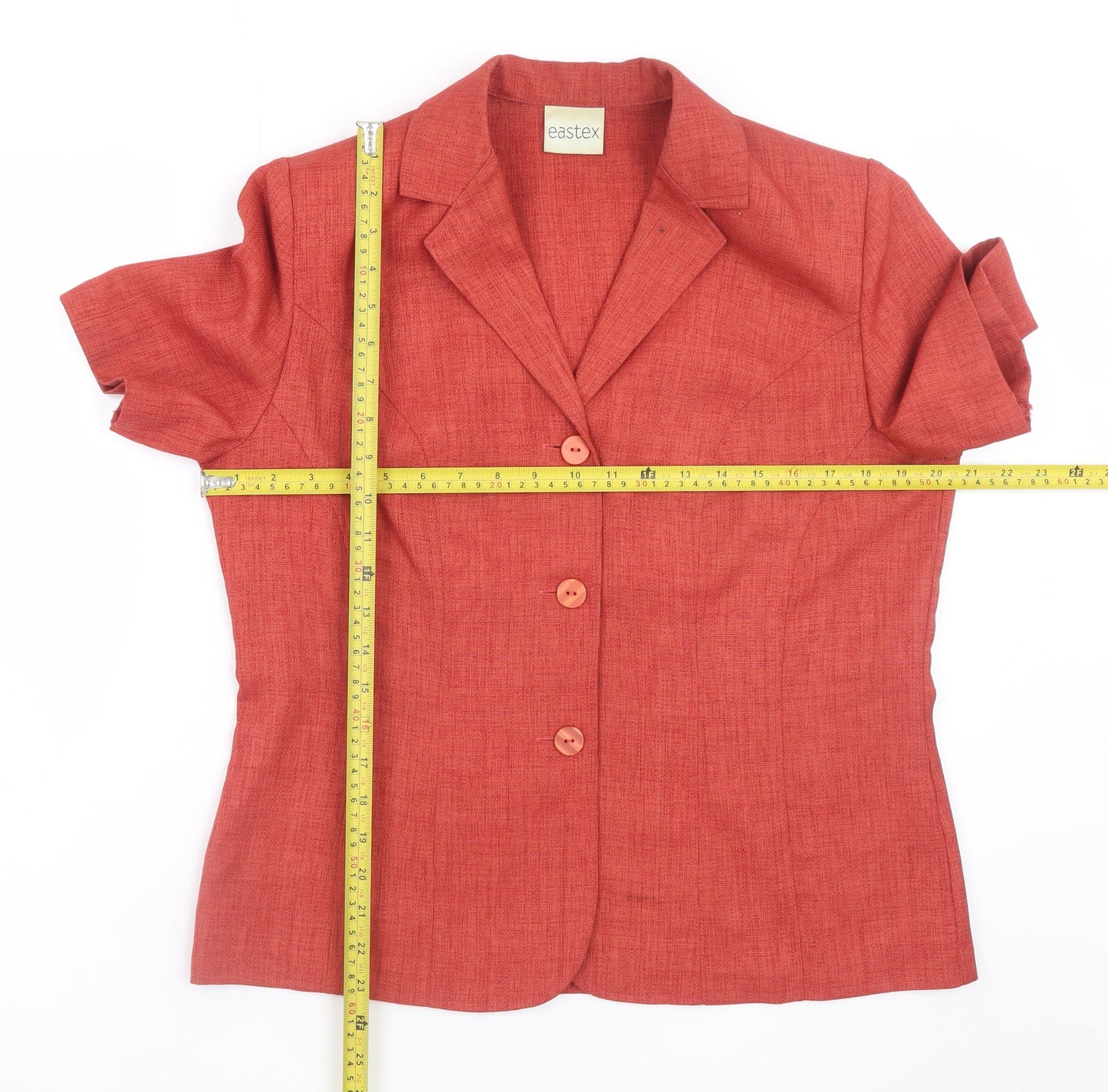 Eastex Women's Red Short Sleeve Collared Blouse UK 12
