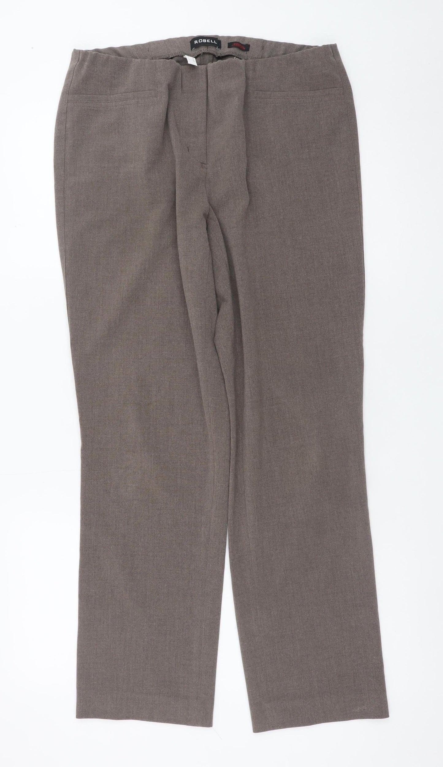Robell Women’s Brown Straight Leg Stretch Trousers Size 12
