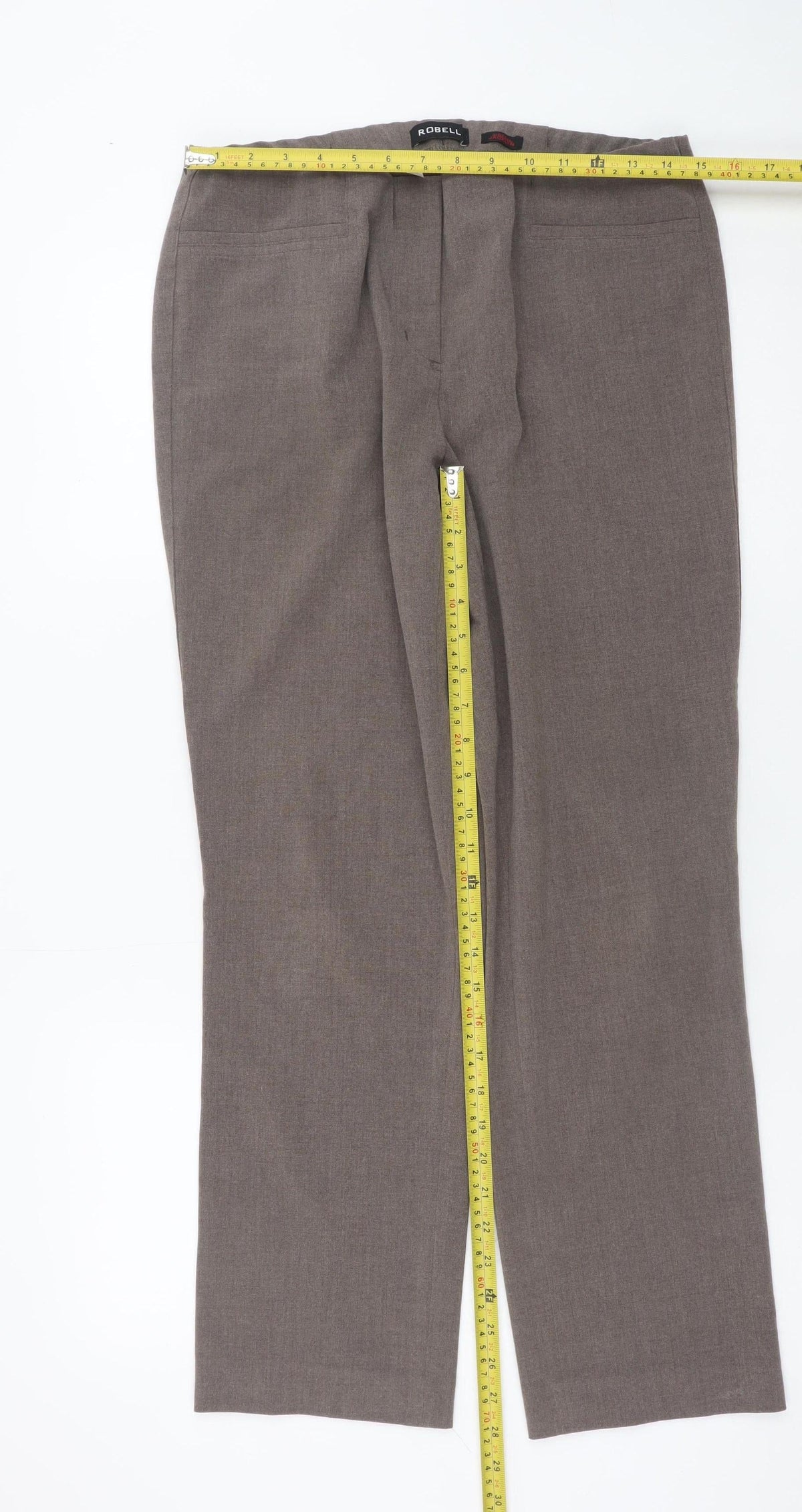 Robell Women’s Brown Straight Leg Stretch Trousers Size 12