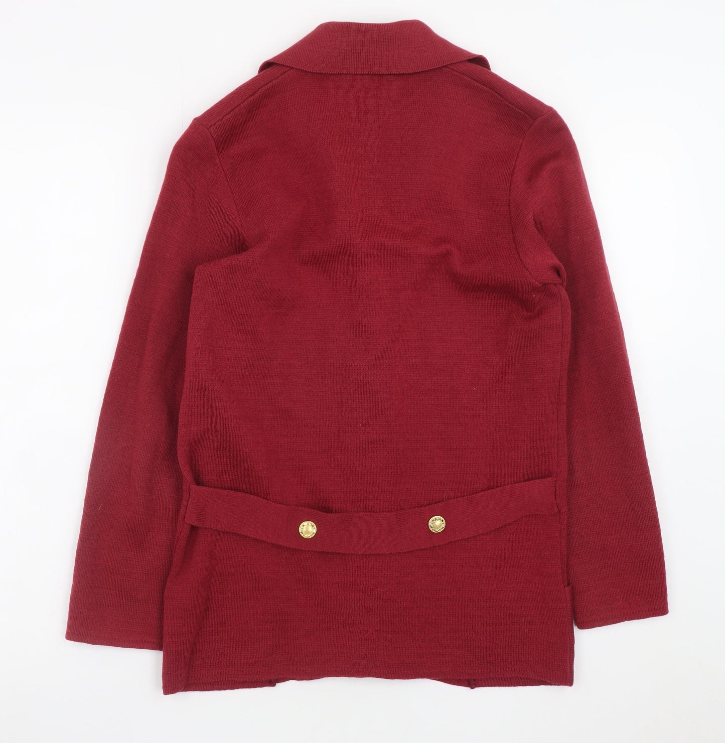 Ballybunion Women Red Wool Collared Long Sleeve Vintage Cardigan Size 10