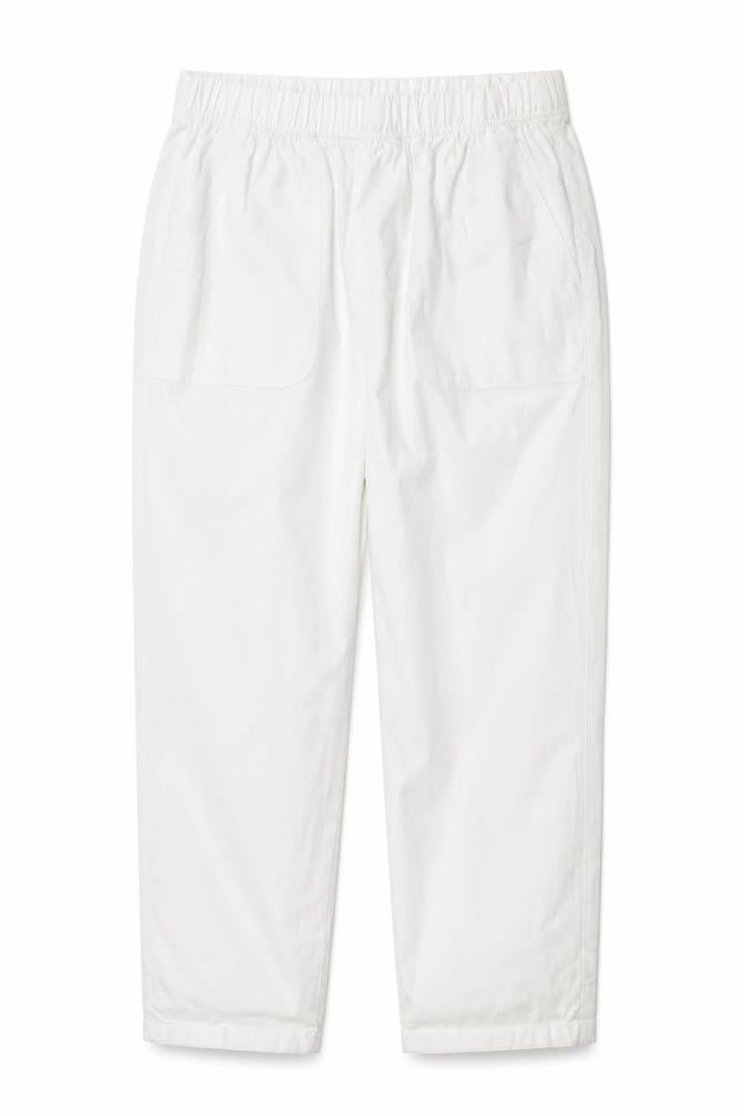 Dunnes Women White Cotton Elastic Waist Straight Leg Trousers M