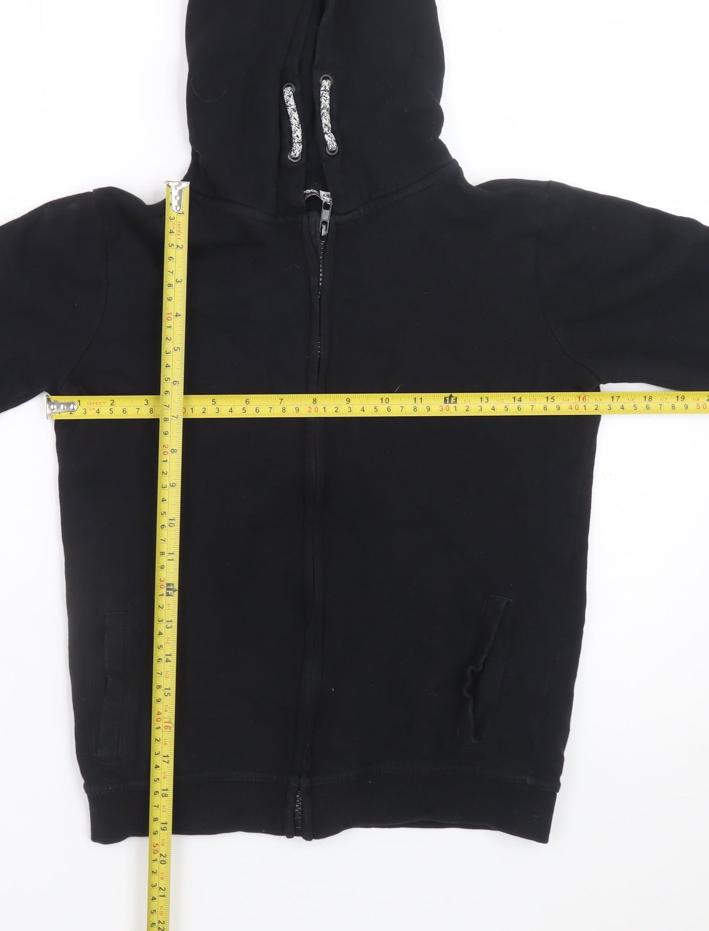 Pep&Co Boys Black Full Zip Hoodie 10-11 Years Cotton Casual Sweatshirt