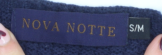 Nova Notte Women's Blue Striped V-Neck Knit Jumper Dress S