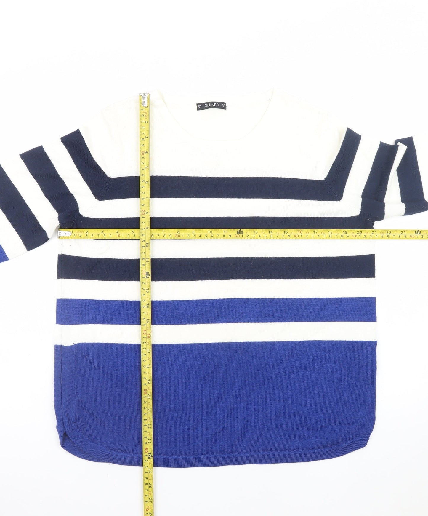 Dunnes Women Blue & White Striped Long Sleeve Jumper Size L