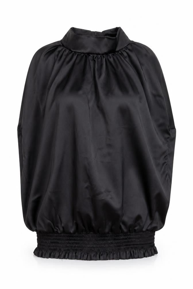 Lili Women's Black Halter Satin Wrap Blouse Size 14