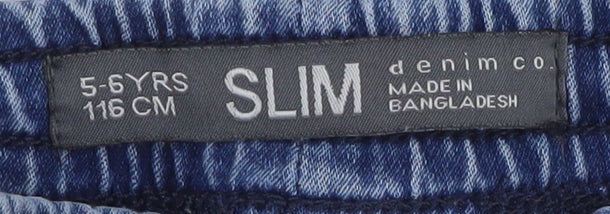 Denim Co Boys Blue Jeans 5-6 Years Slim Fit Drawstring Waist