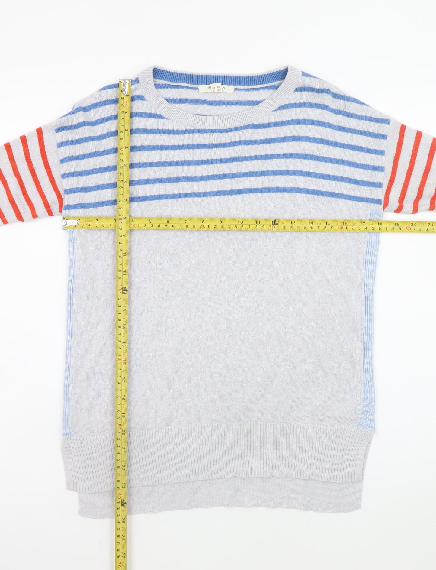 White Stuff Women's Multicoloured Striped Cotton Jumper Size 8