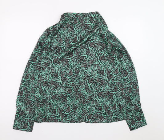 Marks and Spencer Women's Green Animal Print Long Sleeve Blouse Size 10