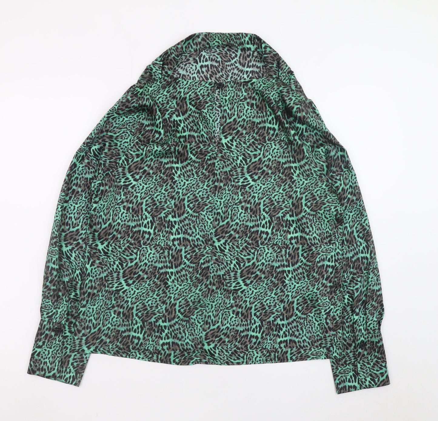 Marks and Spencer Women's Green Animal Print Long Sleeve Blouse Size 10