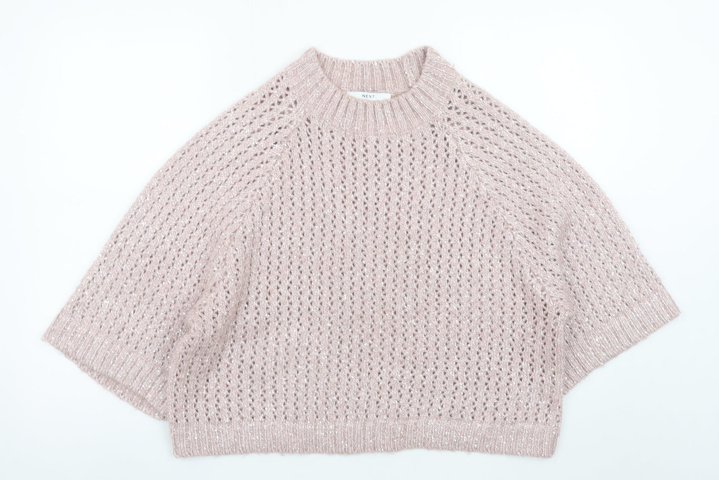 Next Women Pink Open-Knit 3/4 Sleeve Pullover Jumper Size 12